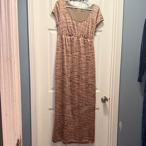 Motherhood Maternity Tan Multi Short-Sleeve Maxi Dress